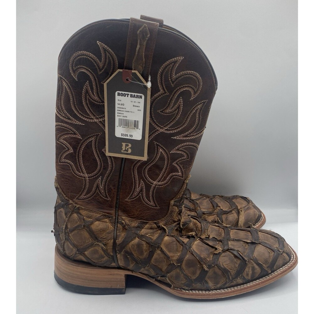 Cody James Western Boot Mens Men 14 D Brown Pirarucu Exotic Square Toe Cowboy